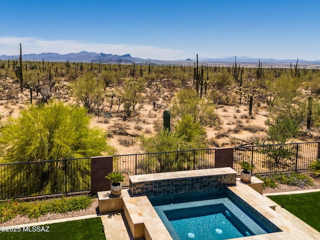 7823 W Buckeye Path, Marana, AZ 85658 - view of swimming pool with a mountain view, a swimming pool, and an in-ground hot tub