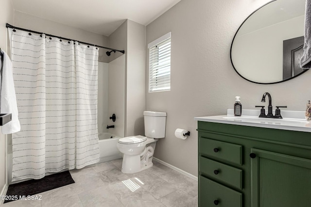 1257 W Calle Libro Del Retrato, Sahuarita, AZ 85629 - full bathroom with vanity, toilet, shower / bath combination with curtain, and baseboards