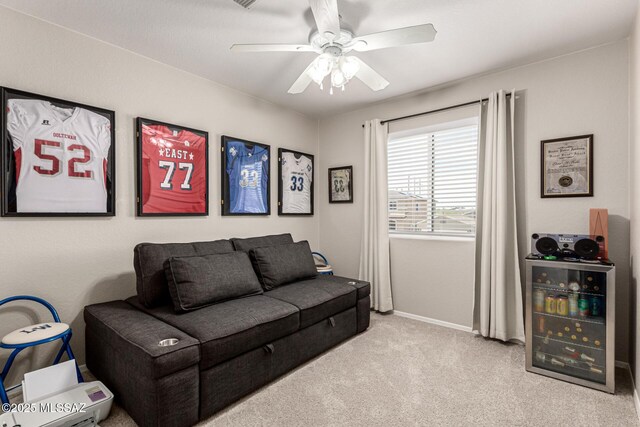 1257 W Calle Libro Del Retrato, Sahuarita, AZ 85629 - carpeted living room featuring a ceiling fan and baseboards