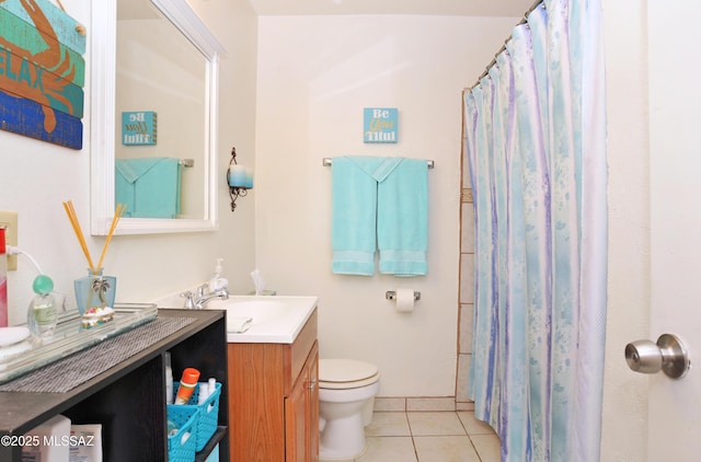 441 W Yucca Ct Unit 209, Tucson, AZ 85704 - bathroom featuring vanity, toilet, tile patterned flooring, and a shower with curtain