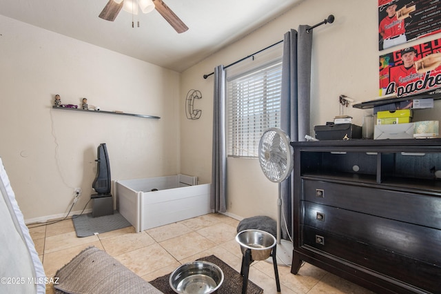 1410 W Sonora St, Tucson, AZ 85745 - full bathroom featuring a ceiling fan, a bath, tile patterned floors, and baseboards