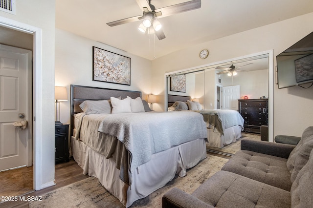 1410 W Sonora St, Tucson, AZ 85745 - bedroom featuring light wood-type flooring and ceiling fan