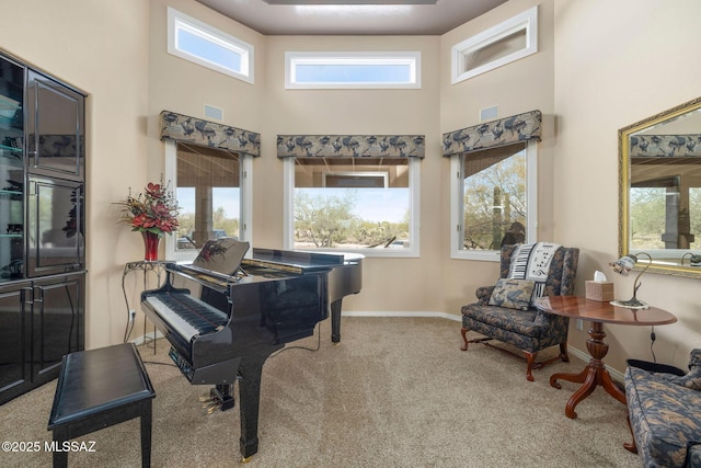 4141 W Camino Del Norte, Tucson, AZ 85742 - sitting room with carpet floors, a towering ceiling, and baseboards