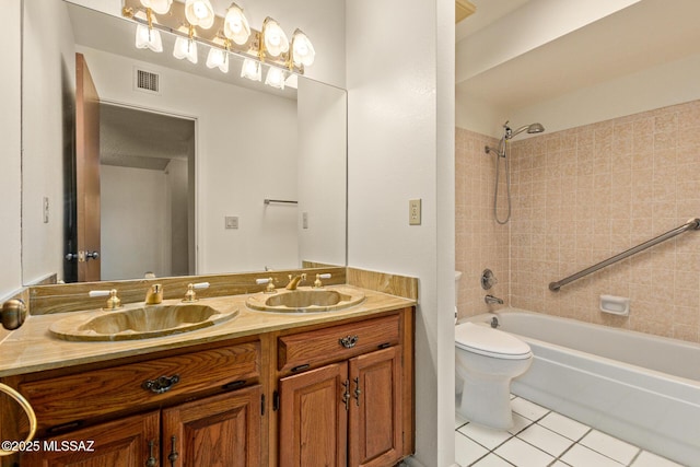 555 E Rudasill Rd, Tucson, AZ 85704 - full bathroom with tile patterned flooring, double vanity, bathtub / shower combination, and toilet