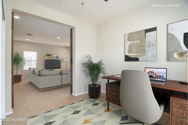 1070 W Camino Fijo, Sahuarita, AZ 85629 - office area featuring tile patterned flooring, recessed lighting, and baseboards