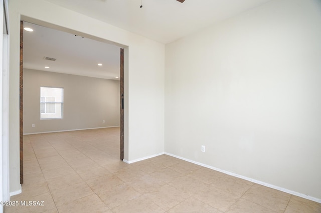 1070 W Camino Fijo, Sahuarita, AZ 85629 - spare room with recessed lighting, ceiling fan, baseboards, and light tile patterned flooring