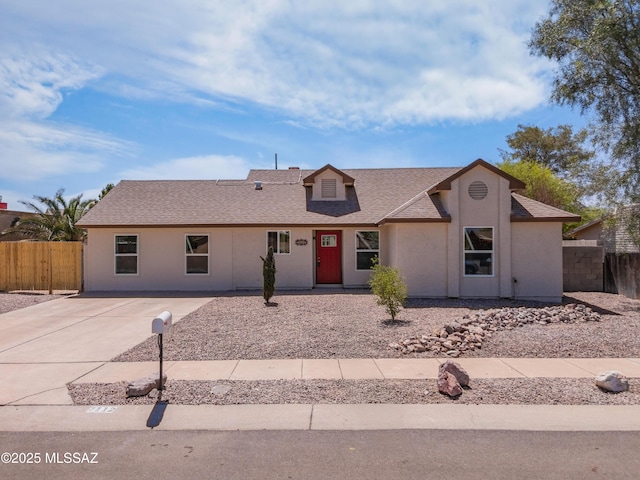7112 S Haskins Dr, Tucson, AZ 85746 - view of front of home featuring a shingled roof, stucco siding, and driveway