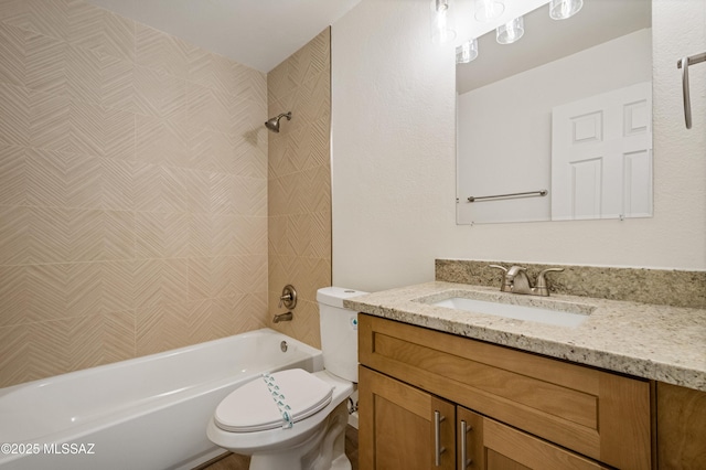 7112 S Haskins Dr, Tucson, AZ 85746 - bathroom with vanity, toilet, and shower / bathtub combination