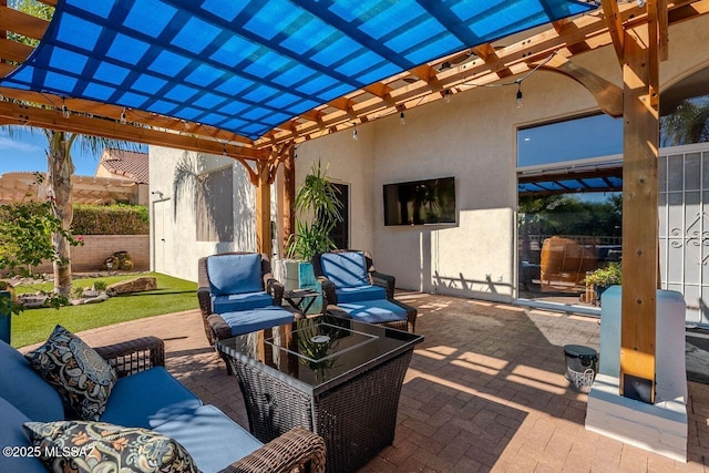 489 W Wedge Way, Green Valley, AZ 85614 - view of patio / terrace featuring a pergola and an outdoor hangout area
