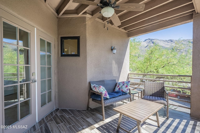 6655 N Canyon Crest Dr NE Unit 6130, Tucson, AZ 85750 - balcony with ceiling fan and a mountain view