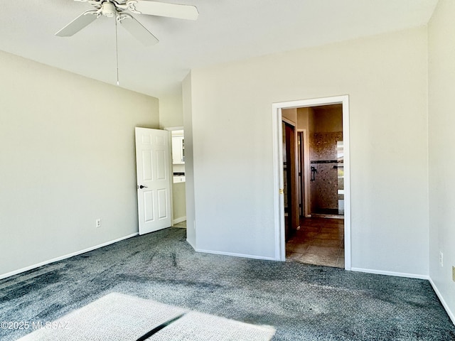 13942 N Cirrus Hill Dr, Oro Valley, AZ 85755 - unfurnished bedroom featuring carpet, baseboards, ensuite bath, and a ceiling fan