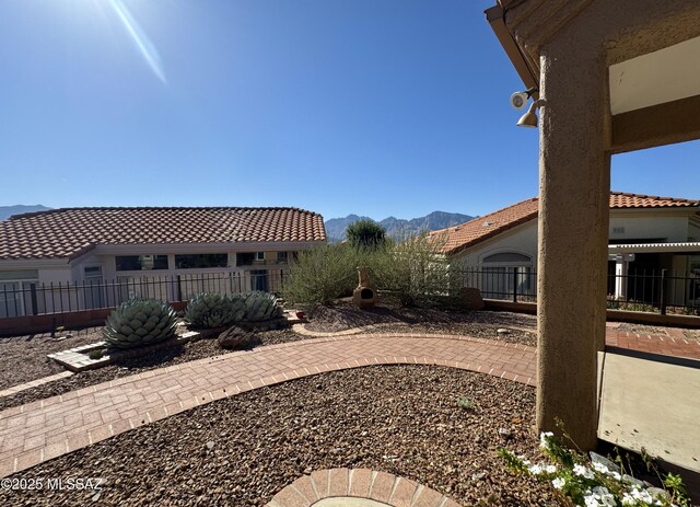 13942 N Cirrus Hill Dr, Oro Valley, AZ 85755 - view of yard with a mountain view and a patio area