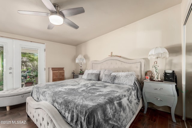 1341 E Bilby Rd, Tucson, AZ 85706 - bedroom with wood finish floors, access to outside, a ceiling fan, and a closet