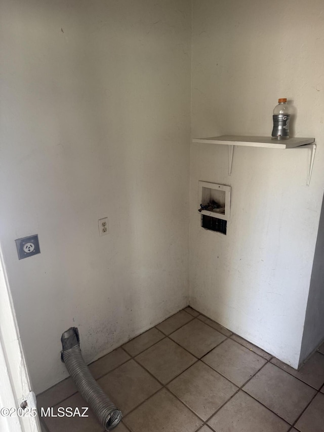 laundry room with hookup for an electric dryer, hookup for a washing machine, and tile patterned flooring
