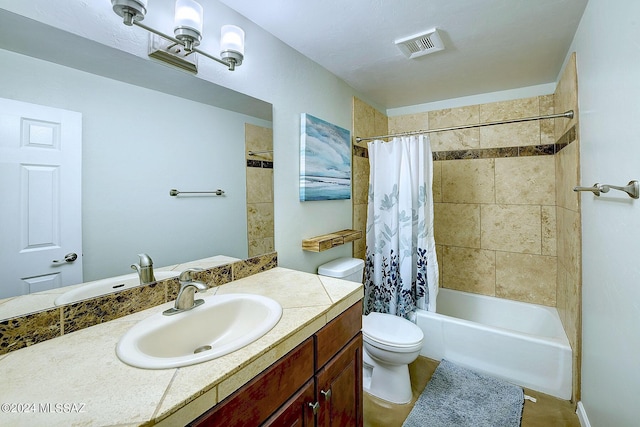 6631 N Camino Padre Isidoro, Tucson, AZ 85718 - bathroom with vanity, shower / tub combo, toilet, and tile patterned flooring