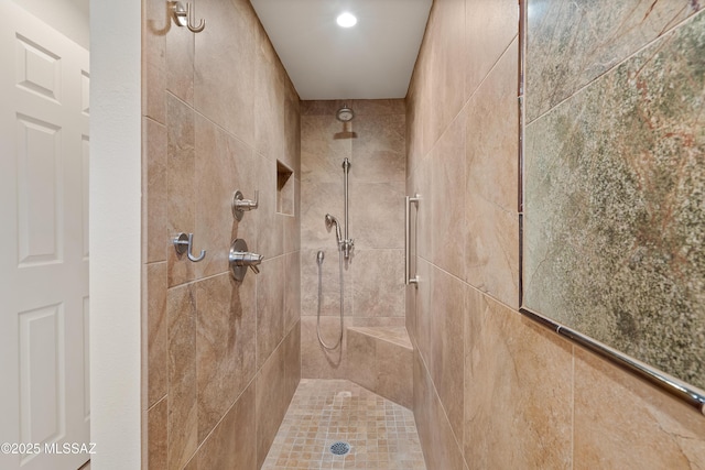 14488 N Rock Springs Ln, Oro Valley, AZ 85755 - bathroom featuring tiled shower and recessed lighting