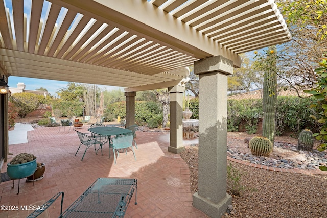14488 N Rock Springs Ln, Oro Valley, AZ 85755 - view of patio / terrace featuring outdoor dining space and a pergola