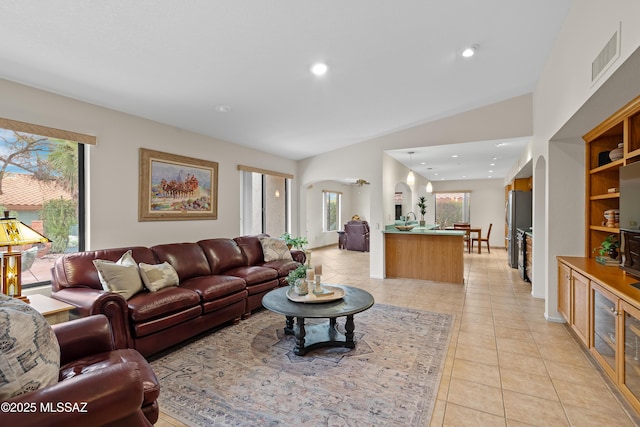14488 N Rock Springs Ln, Oro Valley, AZ 85755 - living area featuring light tile patterned flooring and recessed lighting