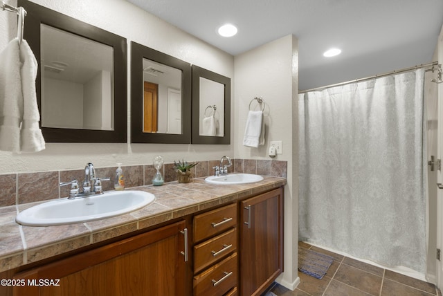 5051 N Sabino Canyon Rd Unit 2162, Tucson, AZ 85750 - bathroom featuring double vanity and a shower with curtain