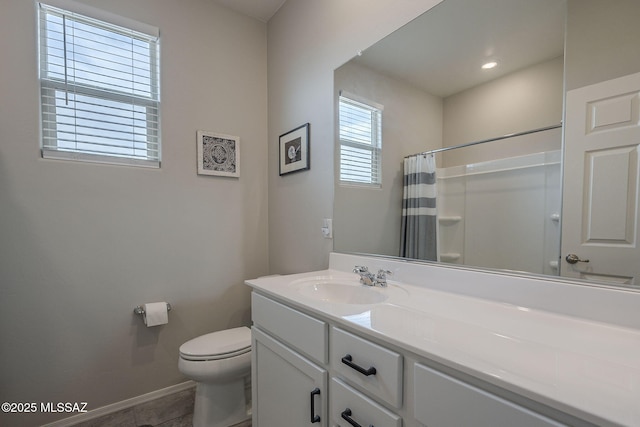 14171 E Adeline Dr, Vail, AZ 85641 - full bath featuring vanity, toilet, baseboards, and a shower with shower curtain