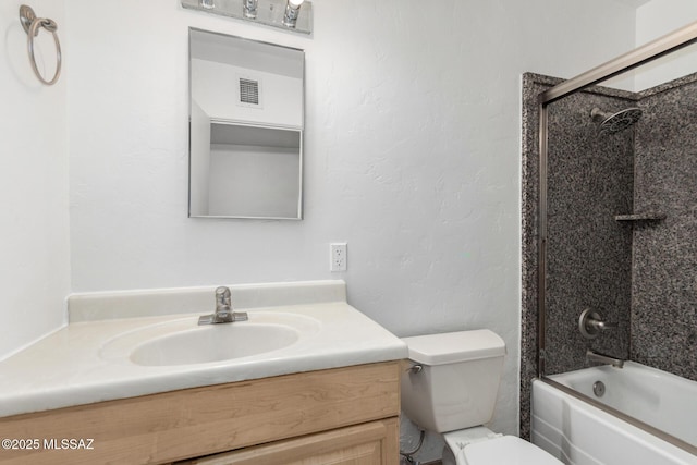 1111 E Lester St, Tucson, AZ 85719 - bathroom with vanity, toilet, shower / bathtub combination, and a textured wall