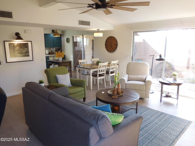 1771 S Desert Vista Dr, Tucson, AZ 85748 - living room featuring a ceiling fan and wood finished floors