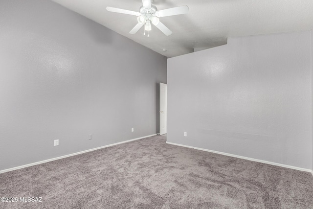 2649 W Catalina View Dr, Tucson, AZ 85742 - spare room with ceiling fan, carpet, vaulted ceiling, and baseboards