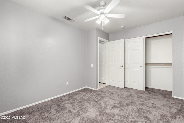 2649 W Catalina View Dr, Tucson, AZ 85742 - unfurnished bedroom with carpet, baseboards, a closet, and a ceiling fan