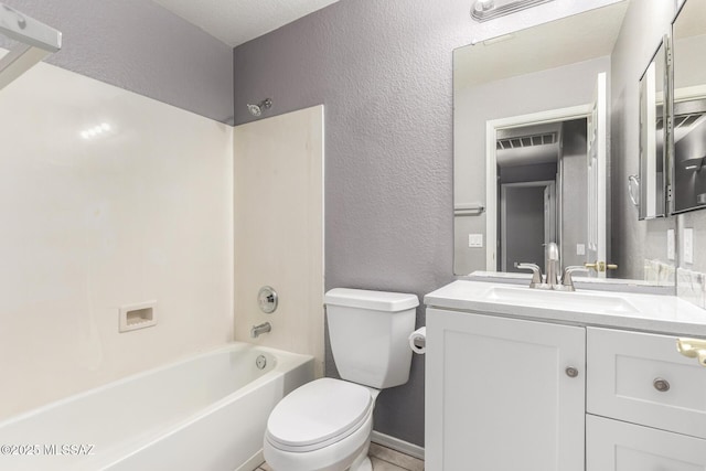 2649 W Catalina View Dr, Tucson, AZ 85742 - bathroom featuring a textured wall, toilet, vanity, and washtub / shower combination