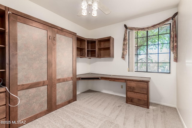 3252 W Flowering Cactus Ct, Tucson, AZ 85745 - unfurnished office with built in study area, carpet, a ceiling fan, and baseboards