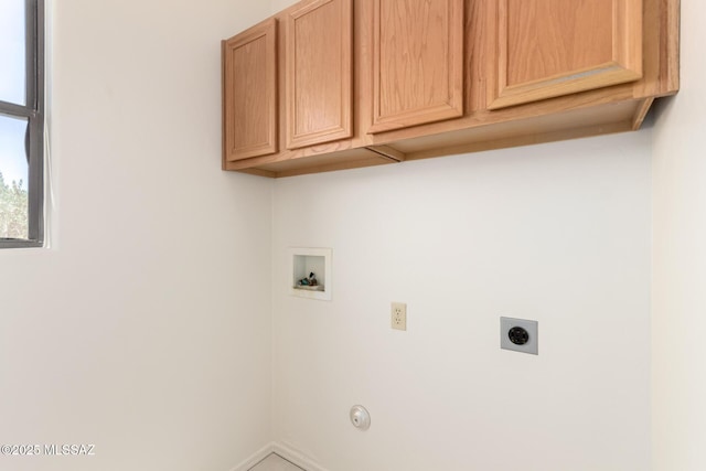 3252 W Flowering Cactus Ct, Tucson, AZ 85745 - laundry area with hookup for an electric dryer, washer hookup, cabinet space, and baseboards