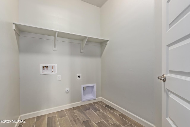 854 S Willis Ave, Vail, AZ 85641 - laundry room featuring electric dryer hookup, washer hookup, wood finish floors, baseboards, and hookup for a gas dryer