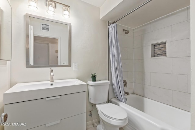 5809 E Rosewood St, Tucson, AZ 85711 - full bathroom with vanity, toilet, and shower / bathtub combination with curtain