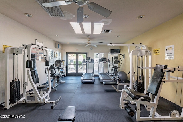 6255 N Camino Pimeria Alta Unit 22, Tucson, AZ 85718 - gym featuring ceiling fan and recessed lighting