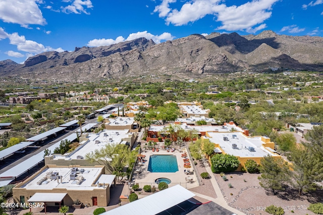6255 N Camino Pimeria Alta Unit 22, Tucson, AZ 85718 - aerial view of a mountainous background and a pool
