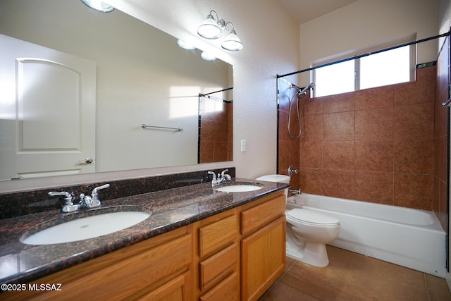 4210 S Santolina Ct, Sierra Vista, AZ 85650 - full bathroom with double vanity, shower / tub combination, toilet, and tile patterned floors