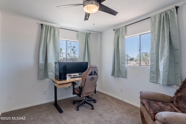 9845 N Volk Ave, Marana, AZ 85653 - carpeted office space with plenty of natural light, a ceiling fan, and baseboards
