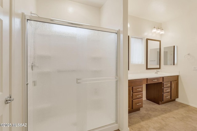 8880 W Blakebrook Rd, Marana, AZ 85653 - full bath featuring vanity, a stall shower, and baseboards