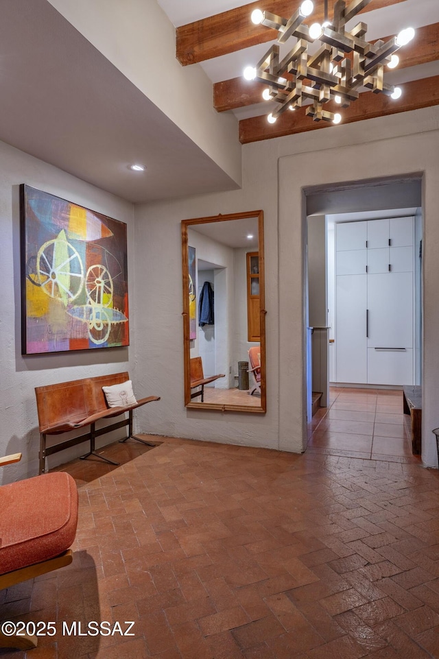 388 S Convent Ave, Tucson, AZ 85701 - hall with brick floors and a chandelier