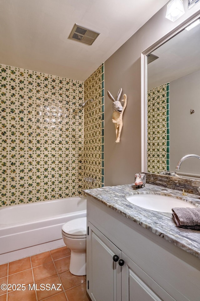 388 S Convent Ave, Tucson, AZ 85701 - full bathroom with vanity, toilet, tile patterned floors, and tub / shower combination