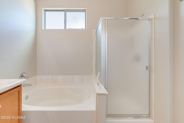 12970 N Topanga Dr, Tucson, AZ 85755 - bathroom with a shower stall, a garden tub, and vanity