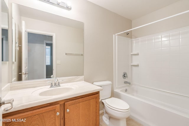 12970 N Topanga Dr, Tucson, AZ 85755 - full bathroom with toilet, vanity, shower / tub combination, and tile patterned floors