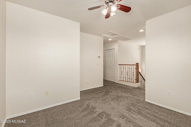 7952 E Revolution Loop, Tucson, AZ 85730 - carpeted spare room featuring recessed lighting, a ceiling fan, baseboards, and attic access