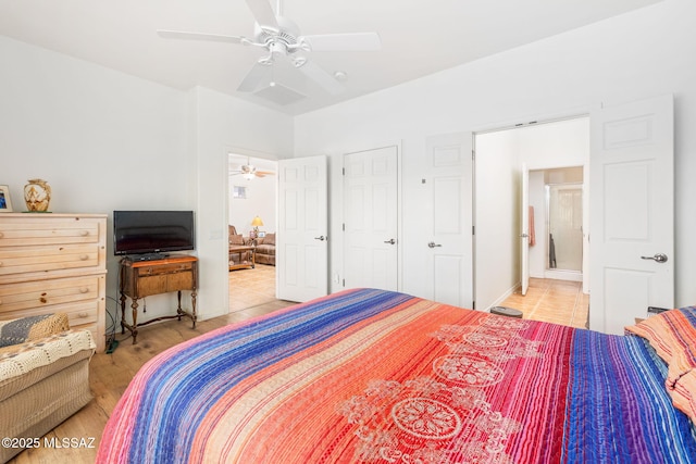 731 W Calle Montero, Sahuarita, AZ 85629 - bedroom with ceiling fan and light wood-style floors