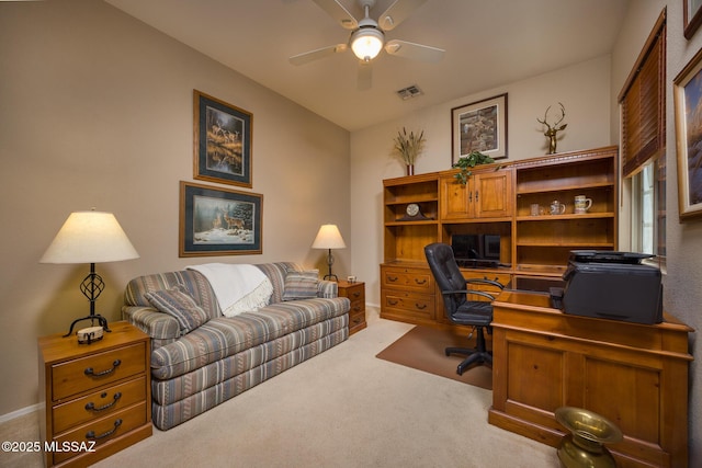 9345 N Cottage Garden Pl, Tucson, AZ 85743 - office area with carpet flooring, a ceiling fan, and baseboards
