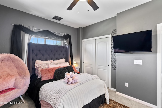 3630 W Center Mountain Way, Tucson, AZ 85746 - carpeted bedroom with a closet and ceiling fan