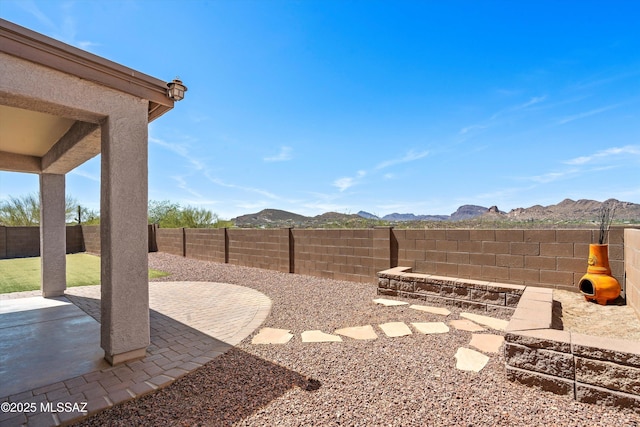 3630 W Center Mountain Way, Tucson, AZ 85746 - fenced backyard with a patio area and a mountain view