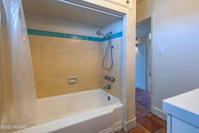 318 N Fremont Ave, Tucson, AZ 85719 - bathroom featuring shower / bath combination with curtain and vanity