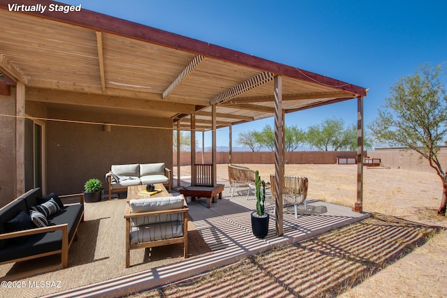 8068 S Nautilus Dr, Tucson, AZ 85756 - fenced backyard featuring an outdoor hangout area and a patio area