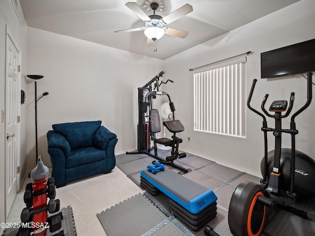 5475 E Placita De Royale, Tucson, AZ 85718 - exercise room featuring a ceiling fan and baseboards